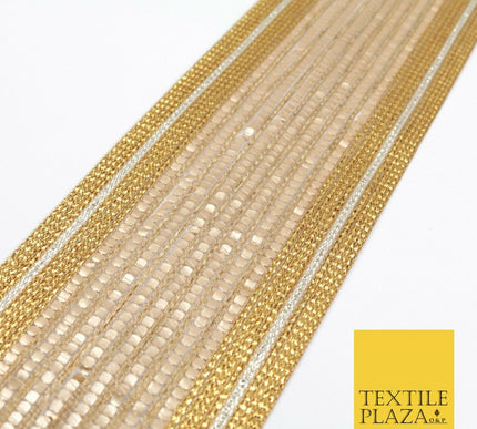 Large 3 Tone Gold Silver Metallic Woven Trimming Border Lace Ethnic Gota X239