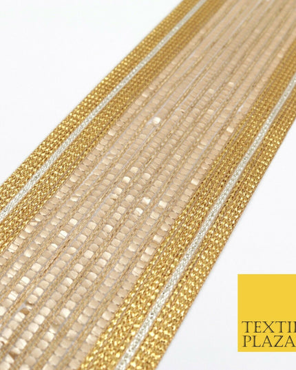 Large 3 Tone Gold Silver Metallic Woven Trimming Border Lace Ethnic Gota X239