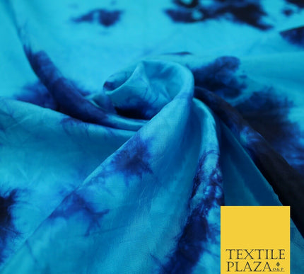 Genuine Tie Dye Two Colour Hand Print Faux Silk Taffeta Fabric Hippy Boho Chic
