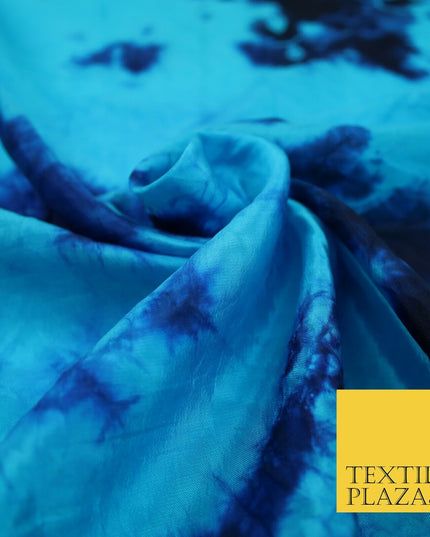 Genuine Tie Dye Two Colour Hand Print Faux Silk Taffeta Fabric Hippy Boho Chic