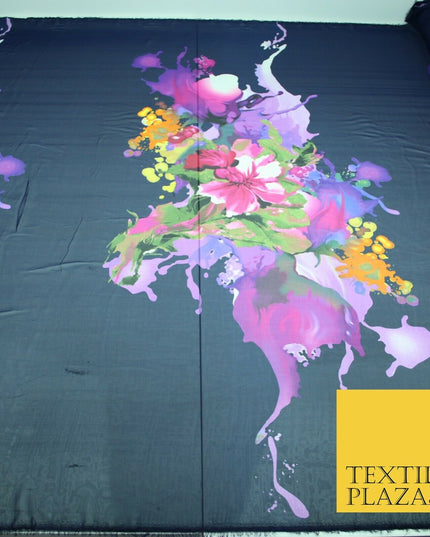 New High Quality Floral Abstract Flowers Printed Chiffon Georgette Dress Fabric