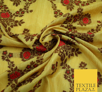 Luxury Floral Benarsi Brocade Woven Fine Dress Indian Faux Raw Silk Fancy Fabric