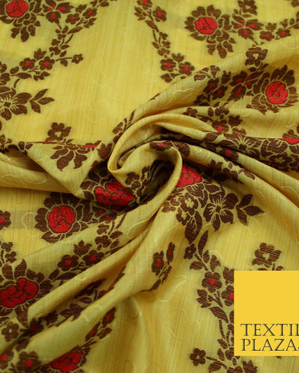 Luxury Floral Benarsi Brocade Woven Fine Dress Indian Faux Raw Silk Fancy Fabric