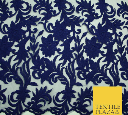 Floral Vine Embroidery Mesh Net 5 YARDS AFRICAN LACE ASO EBI Wedding Sari Fabric