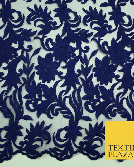 Floral Vine Embroidery Mesh Net 5 YARDS AFRICAN LACE ASO EBI Wedding Sari Fabric