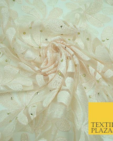 Threadwork Diamonte Embroidery Net Lace Bridal Bridesmaid Wedding Dress Fabric
