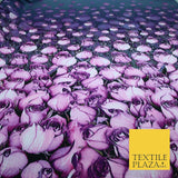 Purple Lilac White Tulip Flower Print Spun Rayon Viscose Dress Fabric Craft 2450