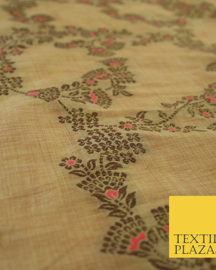 Luxury Floral Benarsi Brocade Woven Fine Dress Indian Faux Raw Silk Fancy Fabric