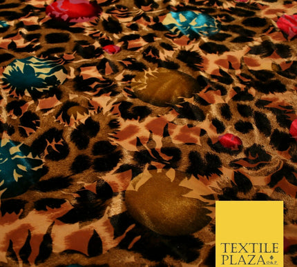 Floral Leopard Animal Circular Chains Belts Velvet Devore Burnout Net Fabric