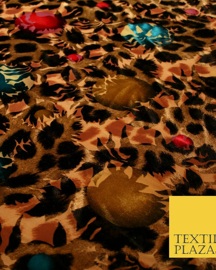 Floral Leopard Animal Circular Chains Belts Velvet Devore Burnout Net Fabric