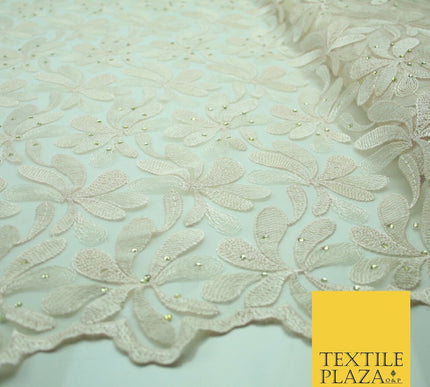 Threadwork Diamonte Embroidery Net Lace Bridal Bridesmaid Wedding Dress Fabric