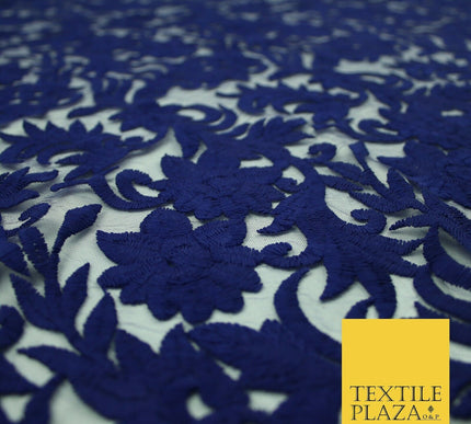 Floral Vine Embroidery Mesh Net 5 YARDS AFRICAN LACE ASO EBI Wedding Sari Fabric