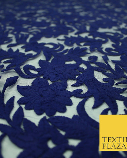 Floral Vine Embroidery Mesh Net 5 YARDS AFRICAN LACE ASO EBI Wedding Sari Fabric