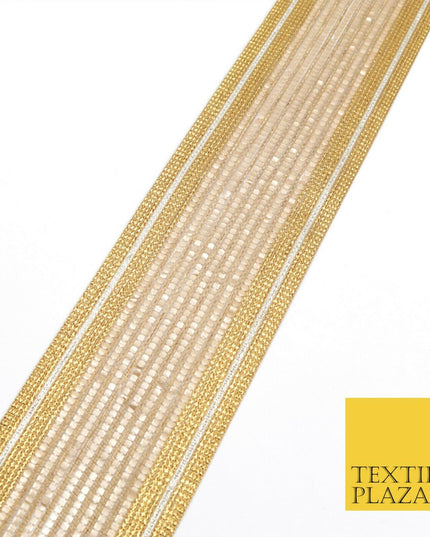 Large 3 Tone Gold Silver Metallic Woven Trimming Border Lace Ethnic Gota X239