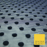 Black / Navy Blue 1cm Flocked Spot Polka Dot Power Mesh Net Stretch Dress Fabric