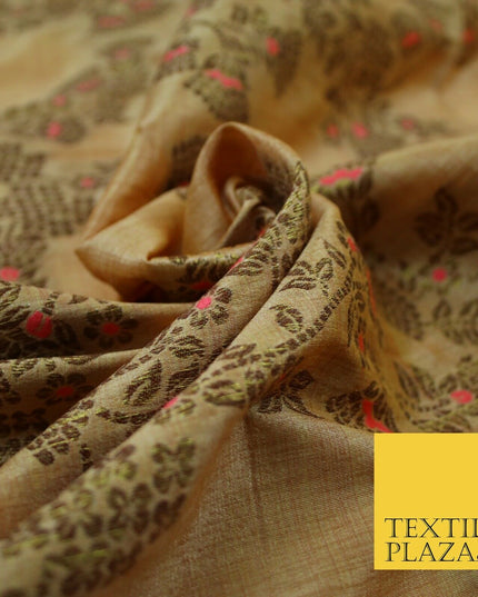 Luxury Floral Benarsi Brocade Woven Fine Dress Indian Faux Raw Silk Fancy Fabric