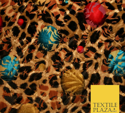 Floral Leopard Animal Circular Chains Belts Velvet Devore Burnout Net Fabric