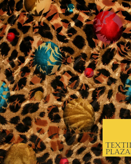 Floral Leopard Animal Circular Chains Belts Velvet Devore Burnout Net Fabric