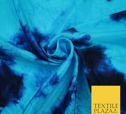 Genuine Tie Dye Two Colour Hand Print Faux Silk Taffeta Fabric Hippy Boho Chic