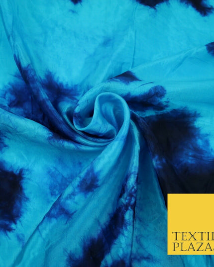 Genuine Tie Dye Two Colour Hand Print Faux Silk Taffeta Fabric Hippy Boho Chic