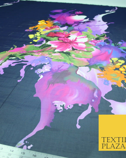 New High Quality Floral Abstract Flowers Printed Chiffon Georgette Dress Fabric