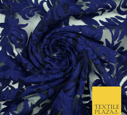 Floral Vine Embroidery Mesh Net 5 YARDS AFRICAN LACE ASO EBI Wedding Sari Fabric