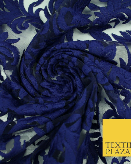 Floral Vine Embroidery Mesh Net 5 YARDS AFRICAN LACE ASO EBI Wedding Sari Fabric