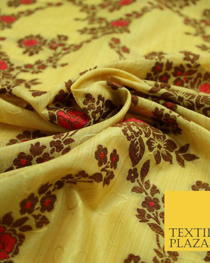 Luxury Floral Benarsi Brocade Woven Fine Dress Indian Faux Raw Silk Fancy Fabric