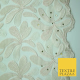 Threadwork Diamonte Embroidery Net Lace Bridal Bridesmaid Wedding Dress Fabric
