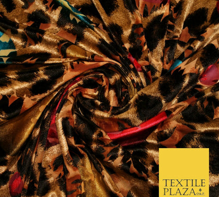 Floral Leopard Animal Circular Chains Belts Velvet Devore Burnout Net Fabric