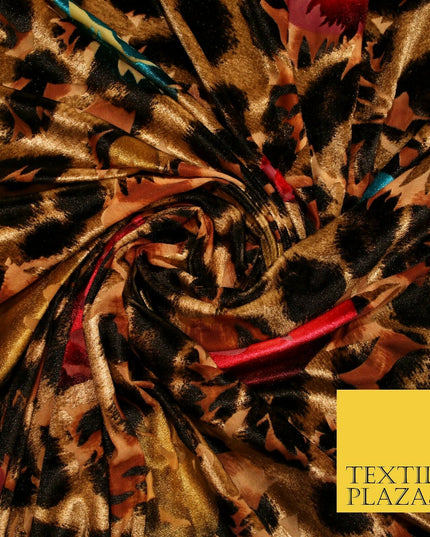 Floral Leopard Animal Circular Chains Belts Velvet Devore Burnout Net Fabric