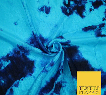 Genuine Tie Dye Two Colour Hand Print Faux Silk Taffeta Fabric Hippy Boho Chic