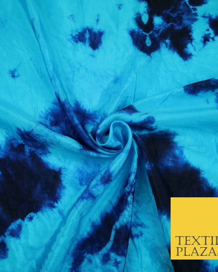 Genuine Tie Dye Two Colour Hand Print Faux Silk Taffeta Fabric Hippy Boho Chic