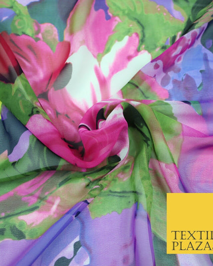 New High Quality Floral Abstract Flowers Printed Chiffon Georgette Dress Fabric