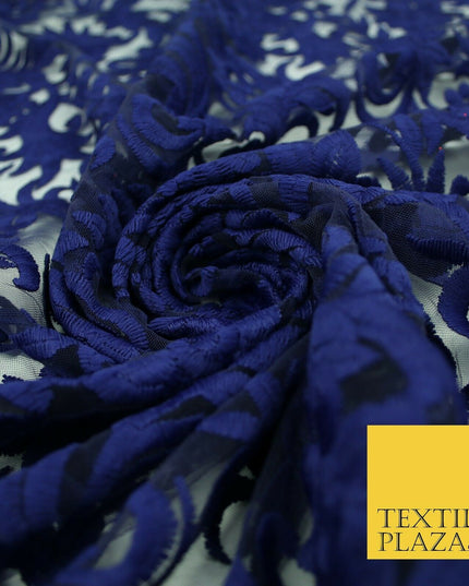 Floral Vine Embroidery Mesh Net 5 YARDS AFRICAN LACE ASO EBI Wedding Sari Fabric