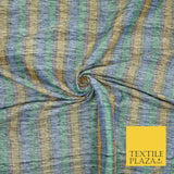 Pastel Lilac Aqua Mint Check Stripe Woven 100% PURE Dupion Raw Silk Fabric 2487