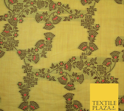 Luxury Floral Benarsi Brocade Woven Fine Dress Indian Faux Raw Silk Fancy Fabric