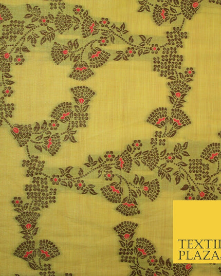 Luxury Floral Benarsi Brocade Woven Fine Dress Indian Faux Raw Silk Fancy Fabric