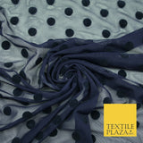 Black / Navy Blue 1cm Flocked Spot Polka Dot Power Mesh Net Stretch Dress Fabric