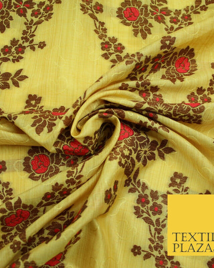 Luxury Floral Benarsi Brocade Woven Fine Dress Indian Faux Raw Silk Fancy Fabric