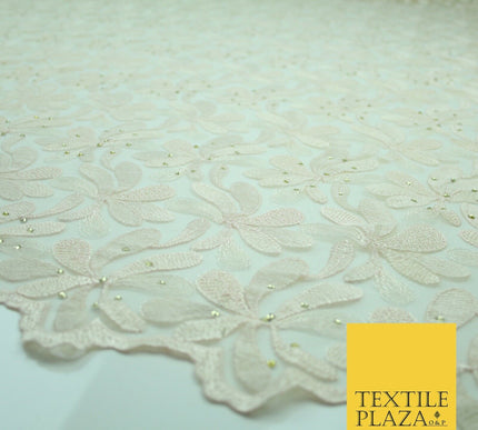Threadwork Diamonte Embroidery Net Lace Bridal Bridesmaid Wedding Dress Fabric