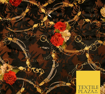 Floral Leopard Animal Circular Chains Belts Velvet Devore Burnout Net Fabric