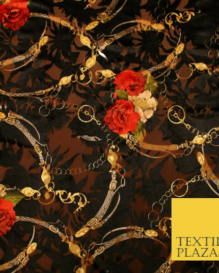 Floral Leopard Animal Circular Chains Belts Velvet Devore Burnout Net Fabric
