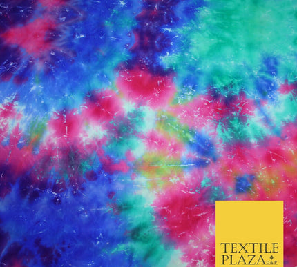 Genuine Tie Dye Two Colour Hand Print Faux Silk Taffeta Fabric Hippy Boho Chic