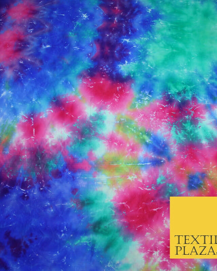 Genuine Tie Dye Two Colour Hand Print Faux Silk Taffeta Fabric Hippy Boho Chic