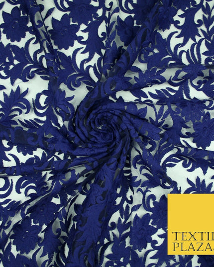 Floral Vine Embroidery Mesh Net 5 YARDS AFRICAN LACE ASO EBI Wedding Sari Fabric