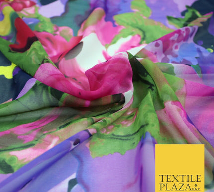 New High Quality Floral Abstract Flowers Printed Chiffon Georgette Dress Fabric