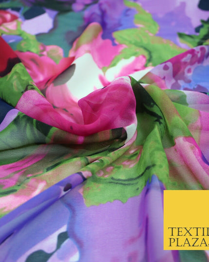 New High Quality Floral Abstract Flowers Printed Chiffon Georgette Dress Fabric