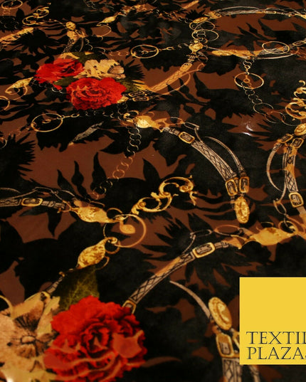 Floral Leopard Animal Circular Chains Belts Velvet Devore Burnout Net Fabric