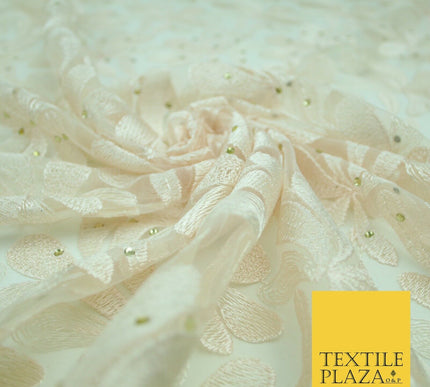 Threadwork Diamonte Embroidery Net Lace Bridal Bridesmaid Wedding Dress Fabric